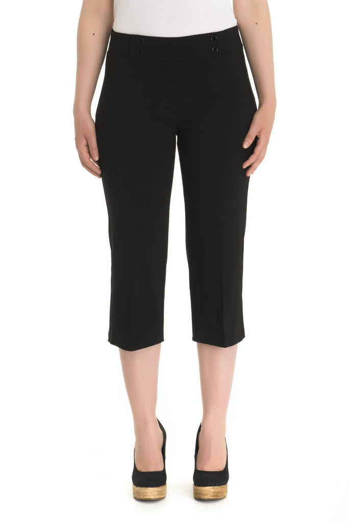 Zenalla "Comfort Fit" Capri With Button Detail
