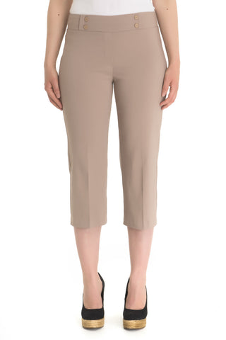 Zenalla "Comfort Fit" Capri With Button Detail